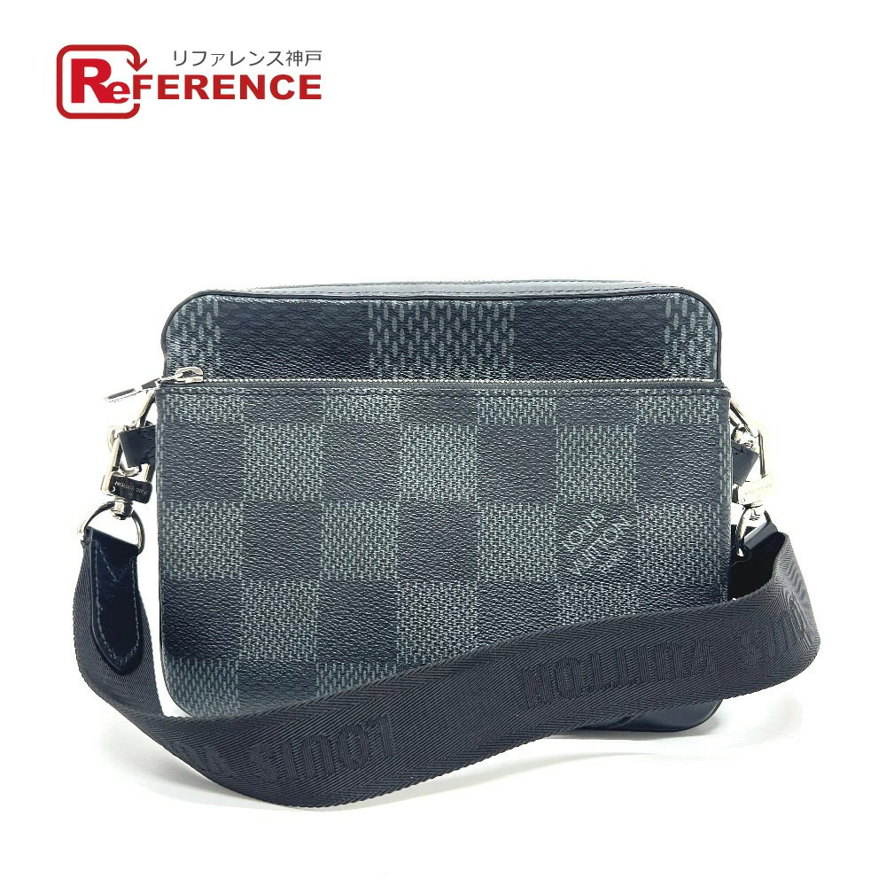LOUIS VUITTON Graphite Black Trio Messenger Bag Shoulder Damier Canvas Black